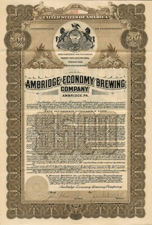 Ambridge-Economy Brewing Co. - $500 - Bond (Uncanceled)